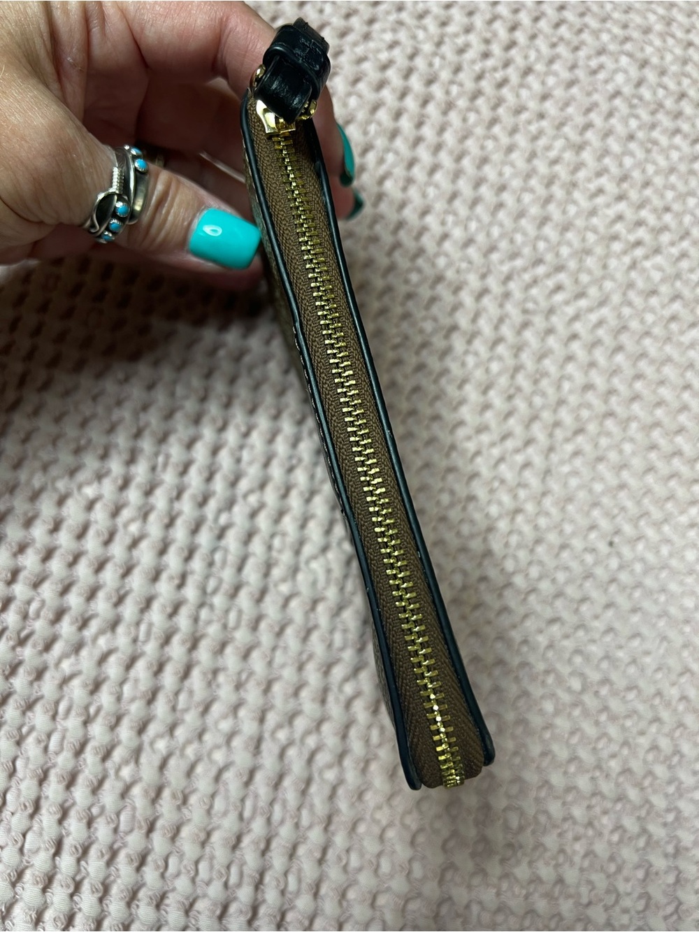 Coach Signature Corner Zip Canvas Wristlet - Picture 7 of 10